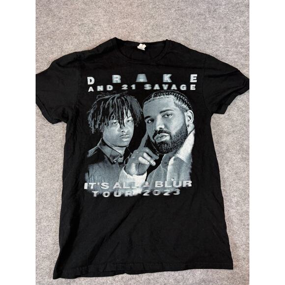 Drake 21 Savage Shirt Mens Small Black Its All A Blur Tour 2023 Rap Concert Tee - Picture 1 of 7